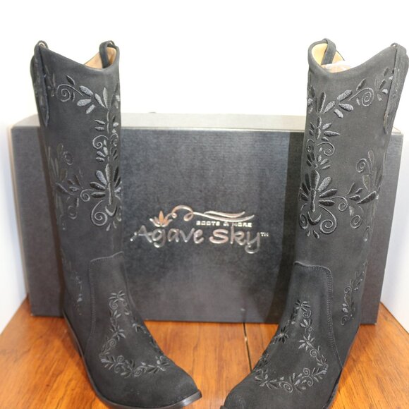 Agave Sky Shoes - New Agave Sky Charro Black Embroidered Suede Women’s Boots. Sz:10. Asking $185